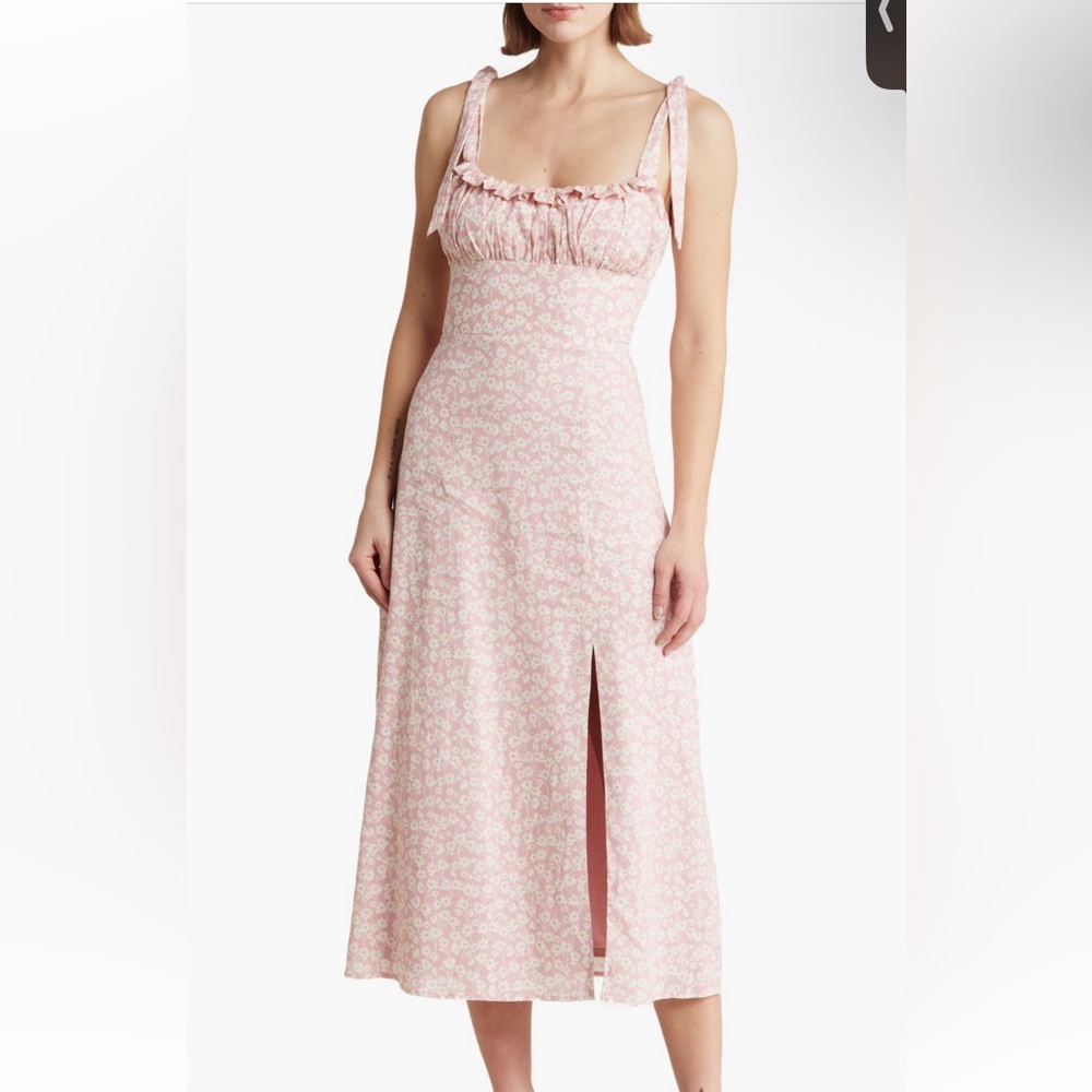 Wayf pink floral midi dress XL